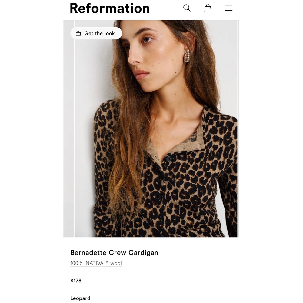 Reformation‎ Bernadette Crew Cardigan Size Small Pristine Condition